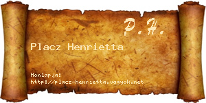 Placz Henrietta névjegykártya